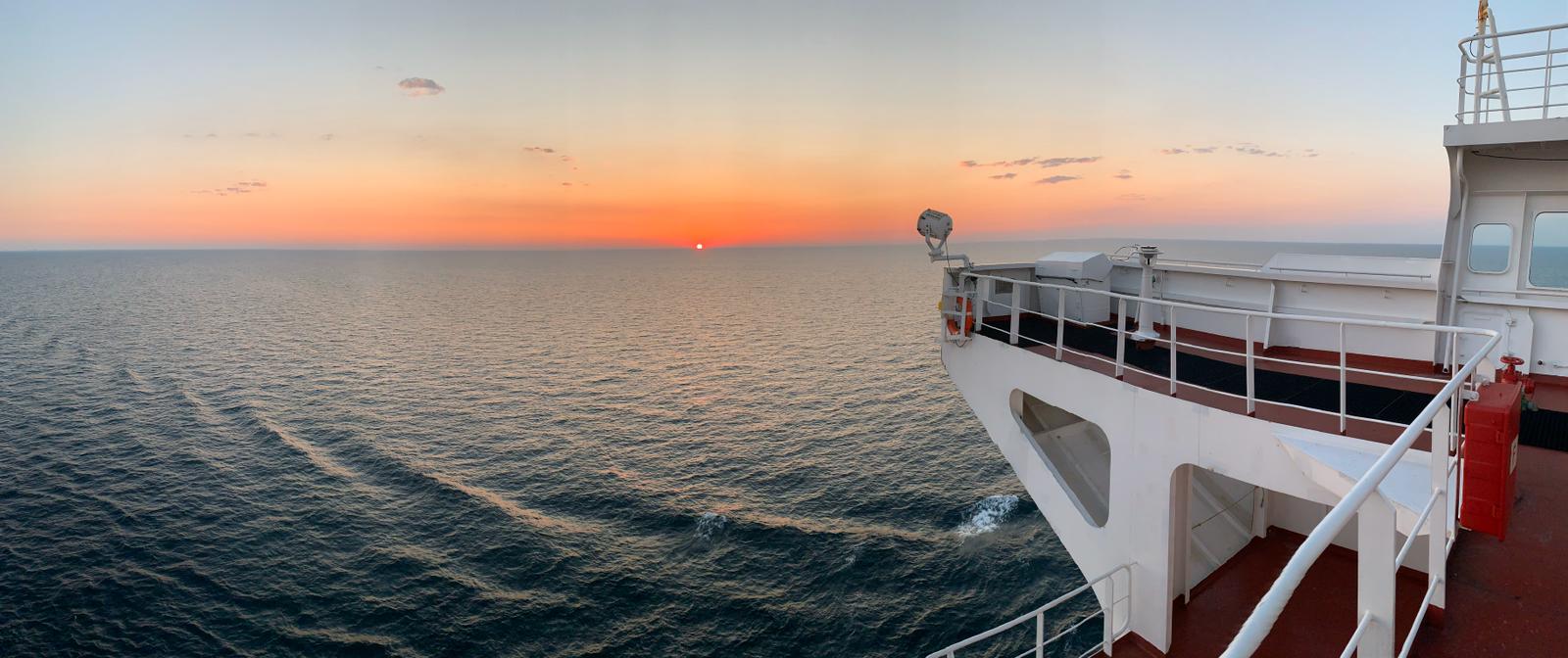 ship at sunset